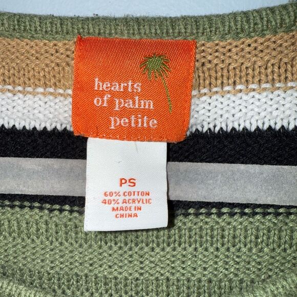 Hearts of Palm Women’s Petite Small Fall Striped Fringe Knit Sweater EUC - Picture 5 of 7